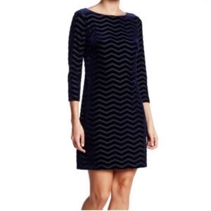 NWT Eliza J Velvet and Mesh Chevron Stripe Cocktail Dress Size 14